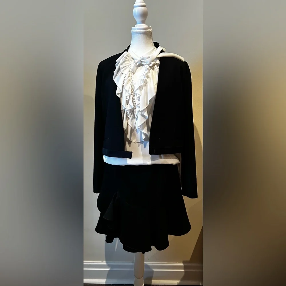 ISABEL MARANT No 1501 Crop Virgin Wool with Tuxedo Trim Blazer Black Women - Picture 3 of 16